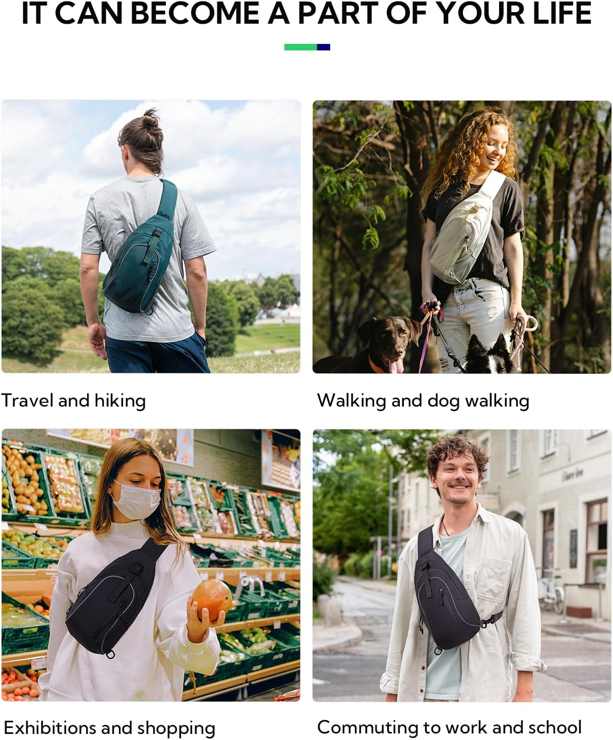 WATERFLY Crossbody Sling Backpack for Women Men Sling Bag for Traveling Chest Shoulder Bag Hiking Chest Bag Daypack image number 5