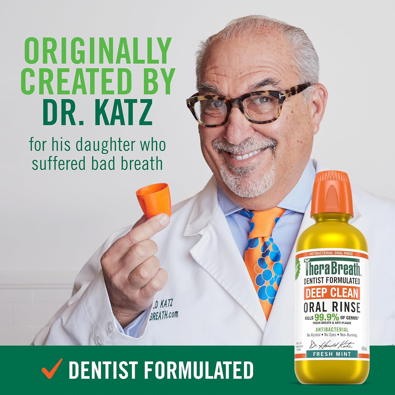 Therabreath Deep Clean Oral Rinse, Refreshing Mint Flavour 473Ml &ndash; Dentist Formulated Mouthwash, Kills 99.9% of Germs, Alcohol-Free, Non-Burning, Anti-Plaque, Supports Daily Oral Hygiene image number 5