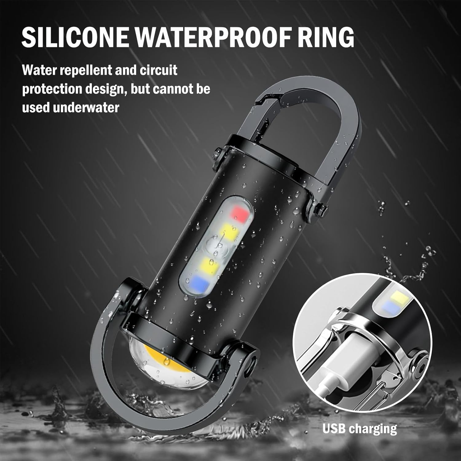 AXVRAV Super Bright Mini Key Fob, Waterproof Torch Mini LED Torch Keyring, USB Rechargeable Keychain Flashlight with Power Bank for Outdoor Camping (Black) image number 2