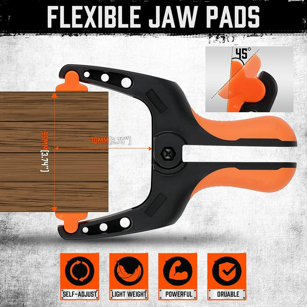 HORUSDY 4-Pack Spring Clamps Heavy Duty, 7-Inch Large Plastic Clamps for Crafts with 3.7 Inch Jaw Opening for DIY, Gluing, Clamping and Securing (4-Piece 7Inch Clamps) image number 5