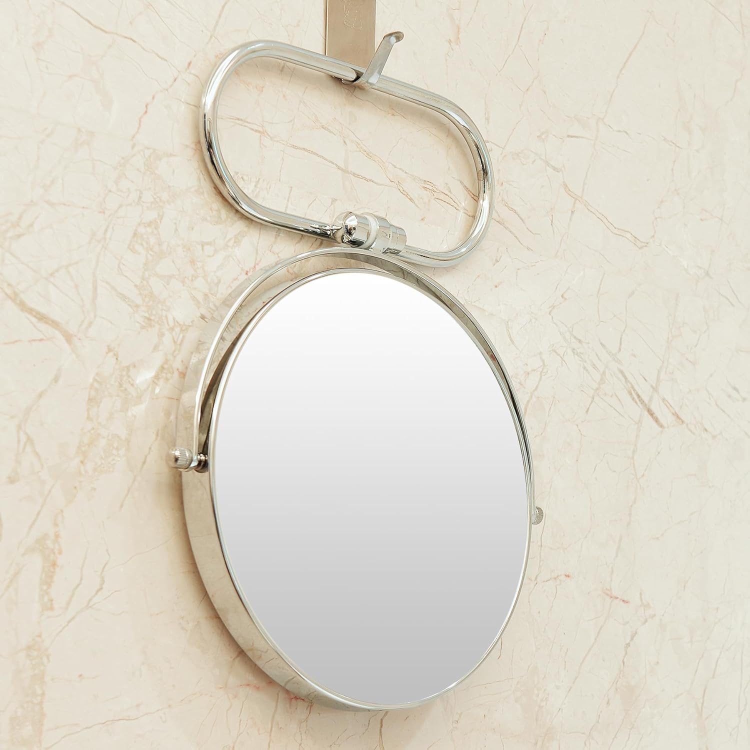 Portable Folding Travel Makeup Mirror,1X/3X Magnifying Vanity Mirror,Double-Sided 360&deg; Swivel,Handheld & Wall Hanging Metal Mirror for Home and On-The-Go Use,No Light (3Inch) image number 3