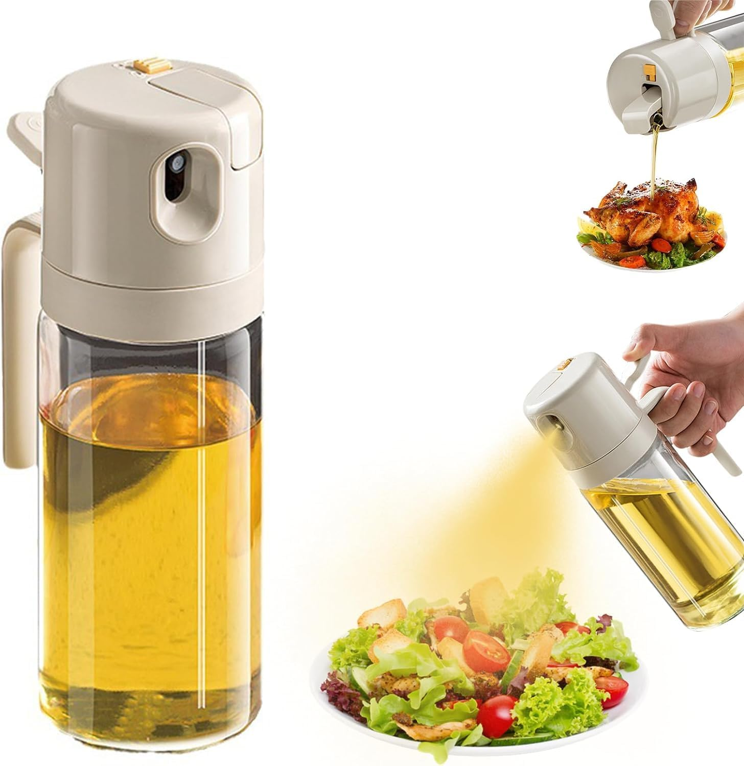Generic Cooking Oil Dispenser Bottle, 2 In1 Cooking Oil Spray Bottle, Large Capacity Oil Dispenser and Spritzer, Easy to Handle Multifunctional Glass Oil Bottle for Cooking Salad Air Fryer BBQ Baking image number 1