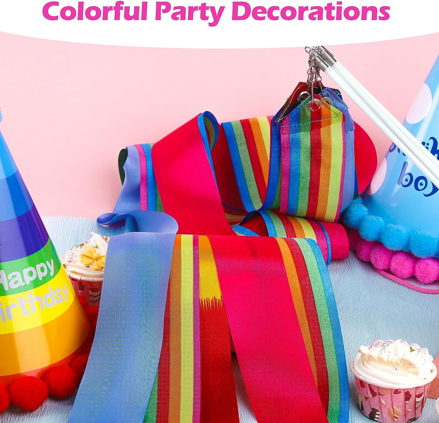 Niceup 12 Pcs Dance Ribbon for Kids Party Bag Fillers, Gymnastics Ribbon Rainbow Streamers Wand for Party Favors, Goodie Bag Fillers for Kids Birthday Princess Fairy Circus Party Decoration Supplies