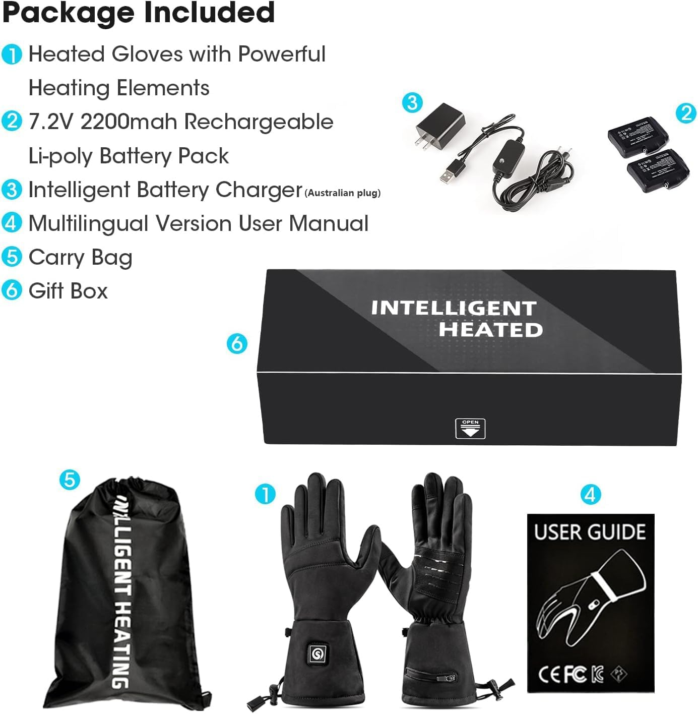 Electric Heated Gloves, Ski Gloves for Men Women, Ideal Hand Wear for Arthritis Sufferers, Ultra-Thin and Touch-Screen Compatible, Perfect for Skiing, Riding, Hiking, Cycling, Hunting image number 1