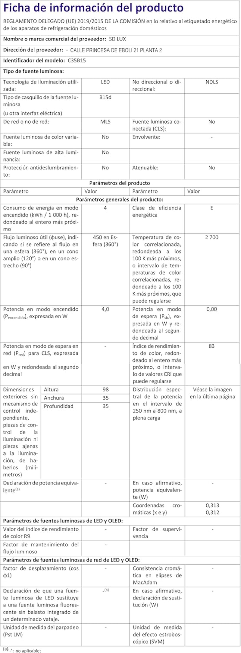 SD LUX B15 B15D Candle Bulb SBC Filament LED Candlelabra Light Bulbs Vintage Bulbs,C35 No Flicker Small Edison Bayonet- 4W (40W Equivalent) 450LM Warm White 2700K,6 Packs
