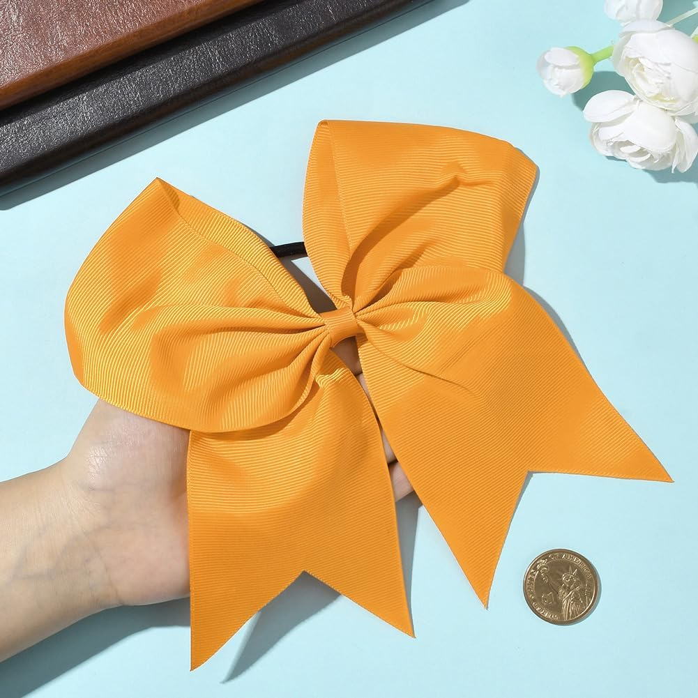 SUNNYCLUE 2Pcs Bow Hair Scrunchie Bow Scrunchies 20Mm Large Orange Soft Polyester Bowknot Hair Ties with Long Tails Elegant Elastic Rubber Bands for Women Adults Holiday Fashion Gifts Accessories image number 2