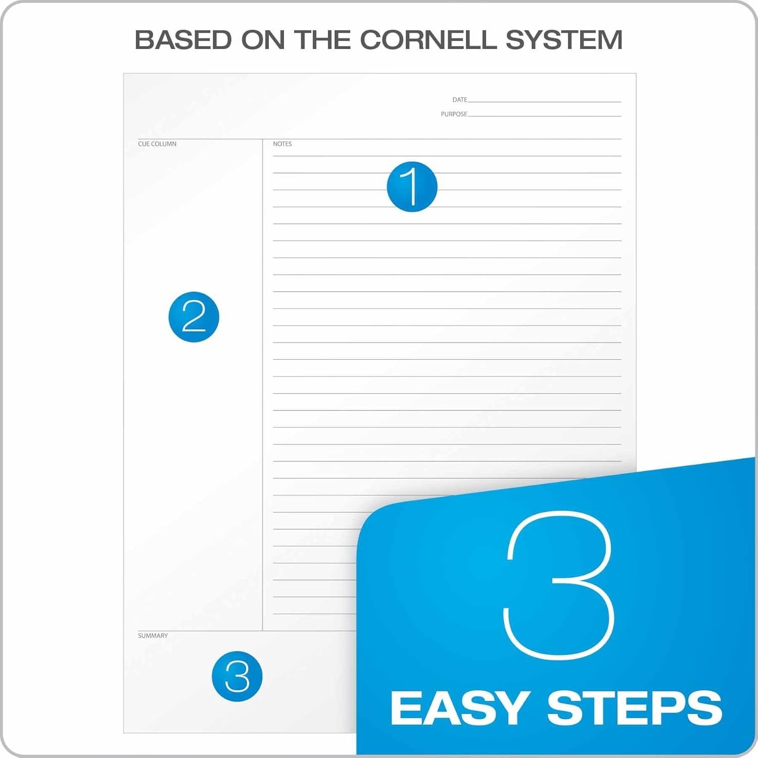 Oxford Focusnotes Writing Tablet, 8-1/2 X 11-3/4 Inches, White, Cornell Rule, 70 Sheets(90221)