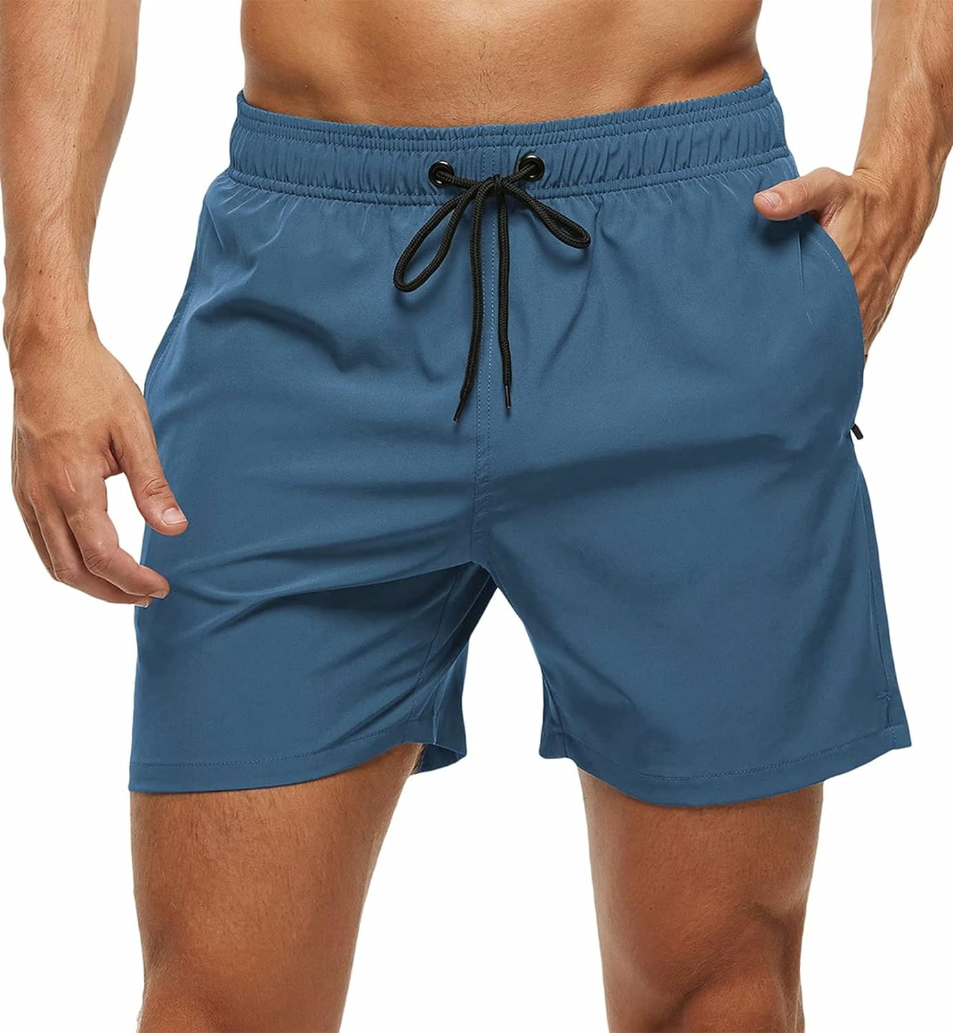Tyhengta Men'S Swim Trunks Quick Dry Beach Shorts with Zipper Pockets and Mesh Lining