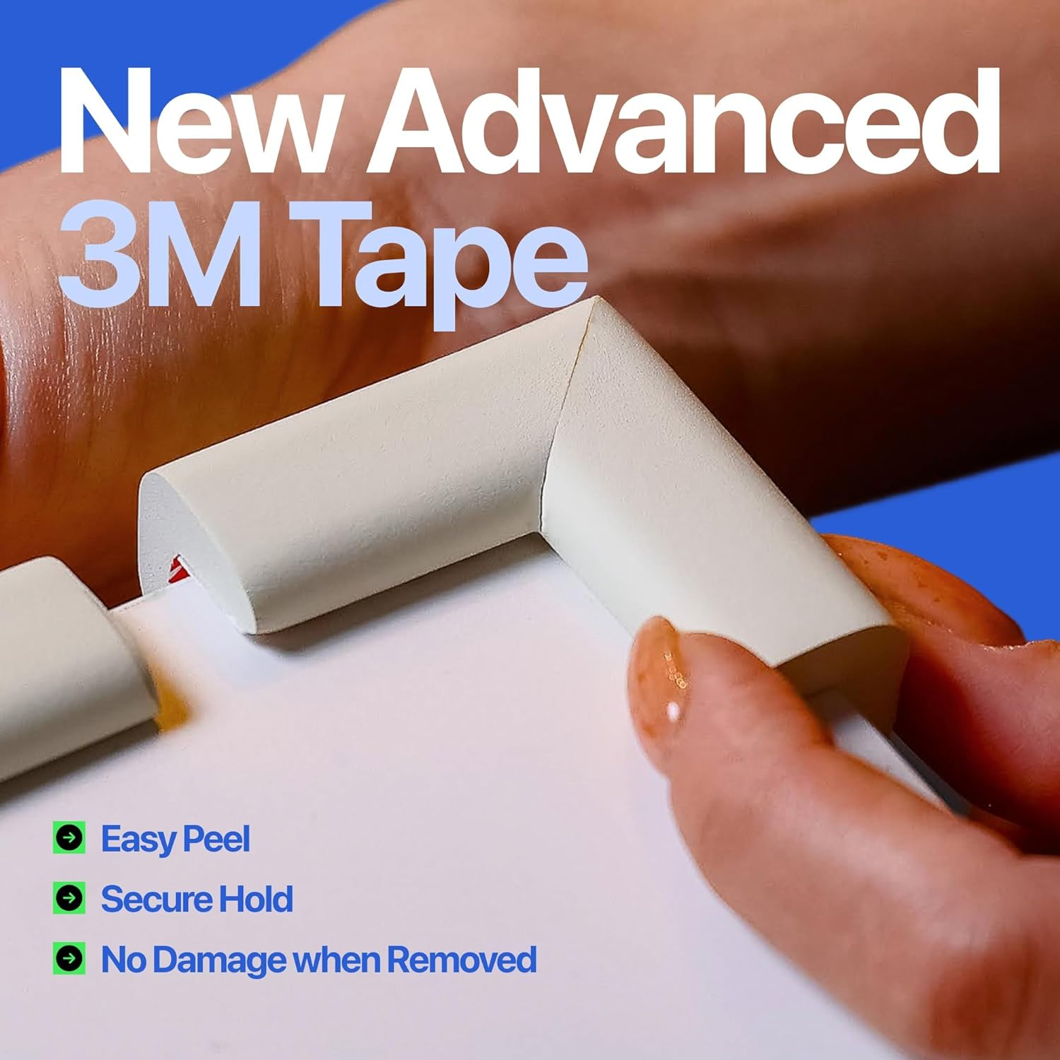 Furniture Edge and Corner Guards | 16.2Ft Protective Foam Cushion | 16.2Ft Bumper 4 Adhesive Childsafe Corners | Baby Child Proofing Foam Set and Safe for Table, Fireplace, Countertop | White image number 4