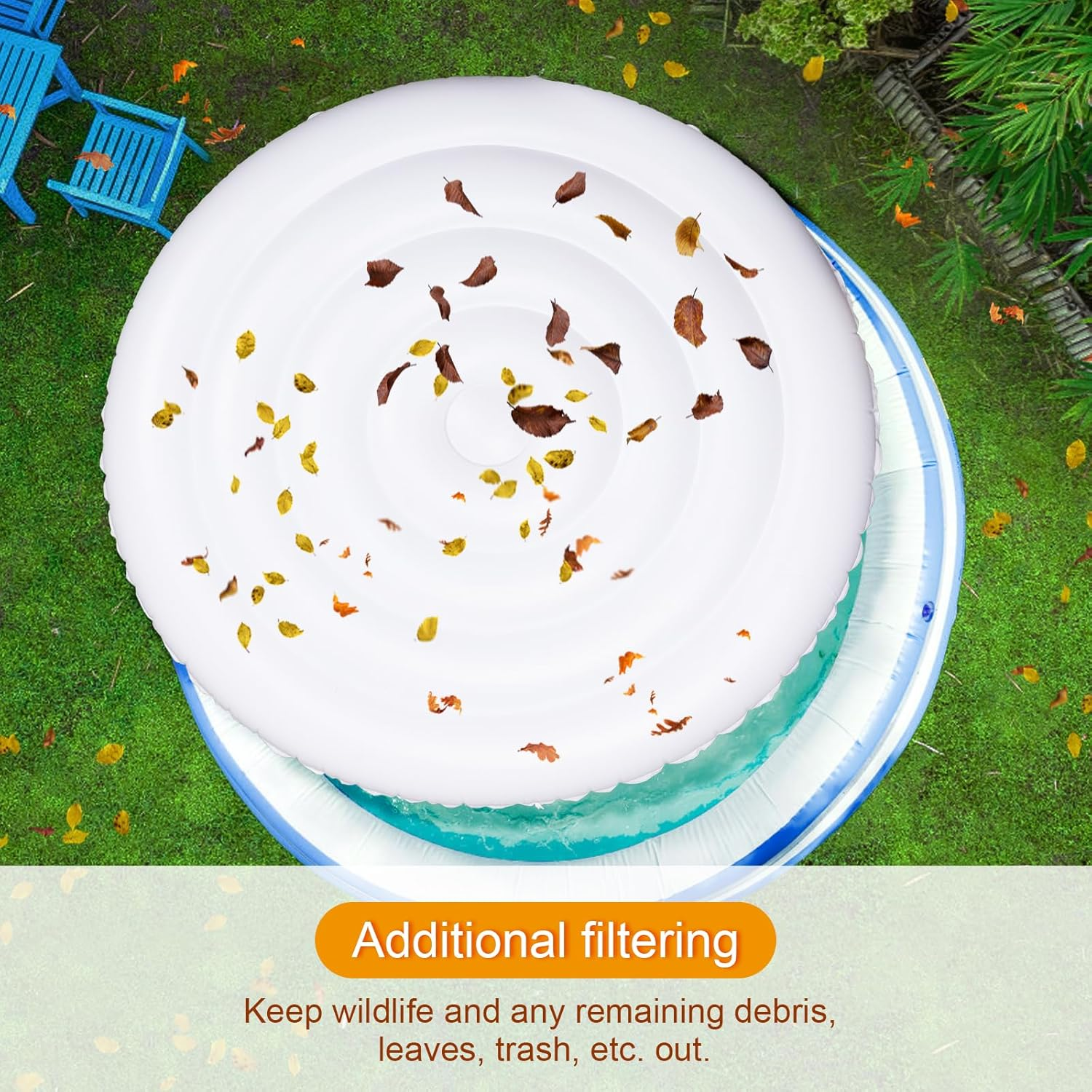 Inflatable Hot Tub Cover, 4.75Ft round Insulated Hot Tub Lid Portable Foldable Hot Tub Cover Protector Rain Overflow Windproof Cover for Inflatable Outdoor Hot Tubs image number 1