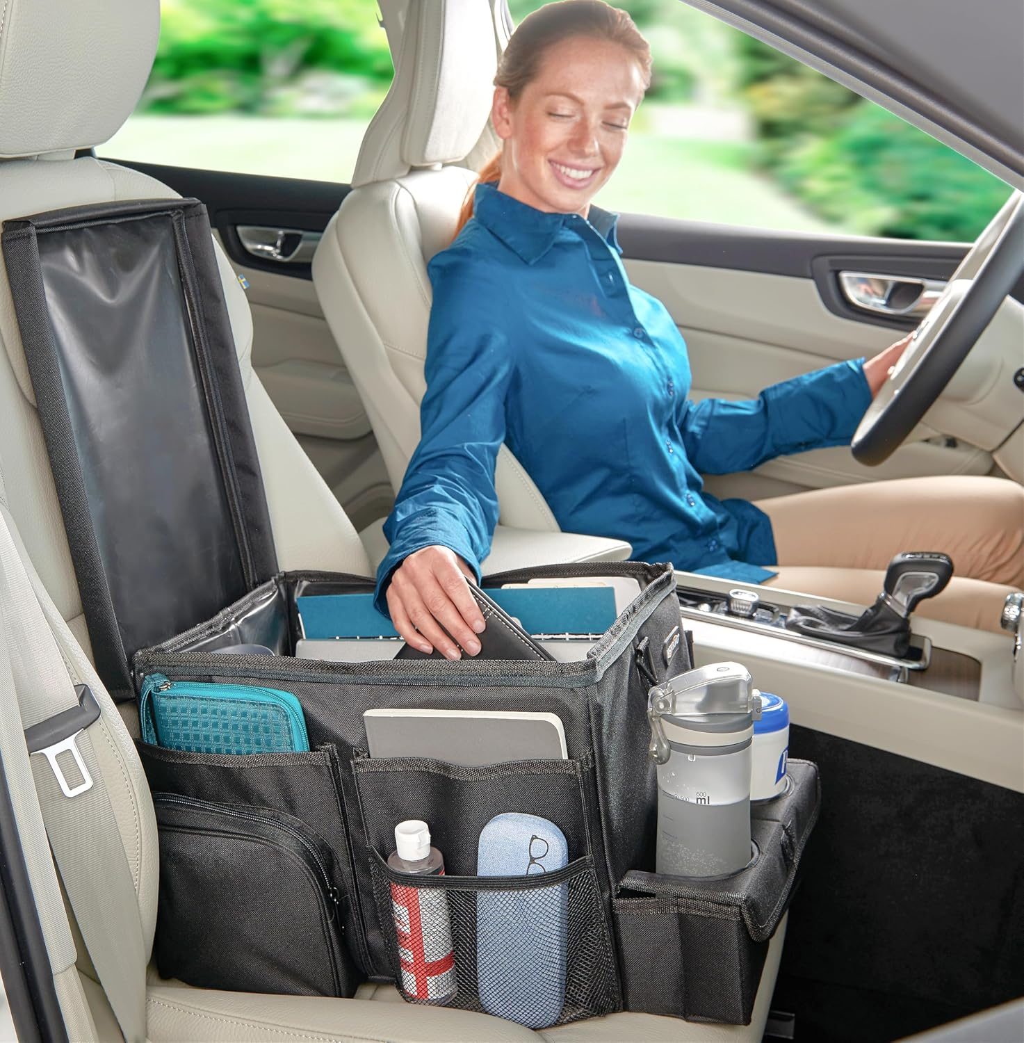 High Road Large Carhop Car Seat Organizer for the Front or Back Seat for Kids and Adults with Cup Holder Tray, Side Pockets and Cooler Compartment image number 5