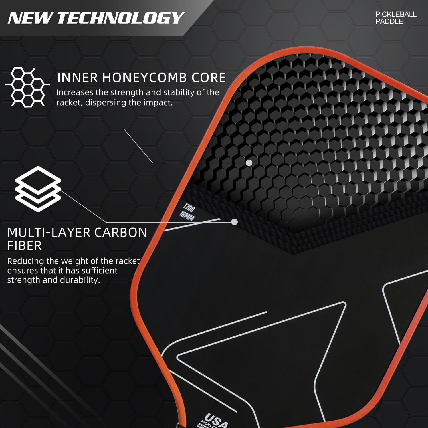 KOFULL Pickleball Paddle USAPA Approved Pickle Ball Paddle Carbon Fiber Pickleball Set with Paddle Cover, Lightweight Graphite Pickleball Paddles image number 6