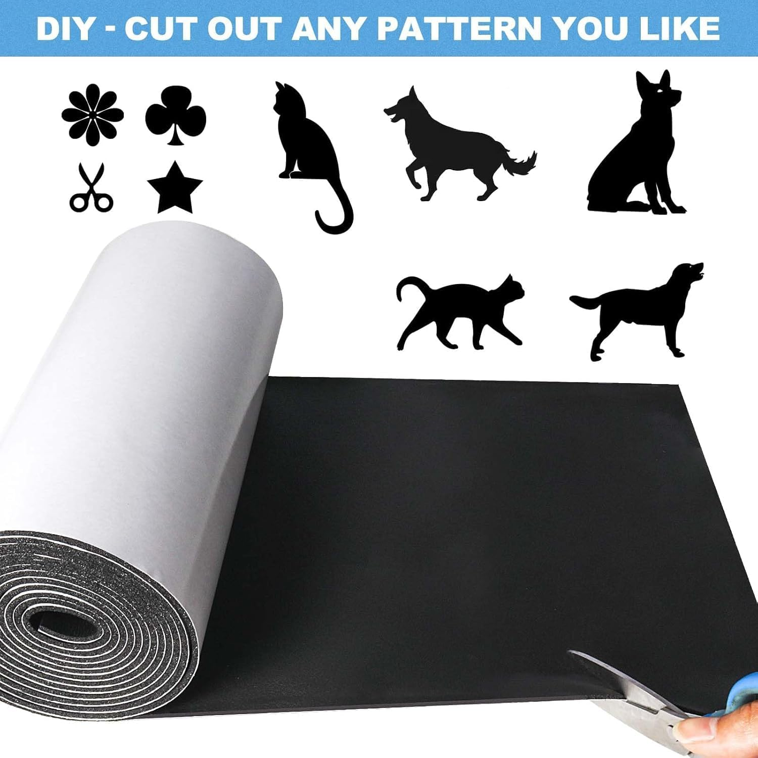 Foam Insulation Neoprene Sheets with Adhesive, 30Cm X 0.6Cm X 2.5M Multi-Function Soundproof Large Marine Closed Cell Neoprene Rubber Roll (Black)