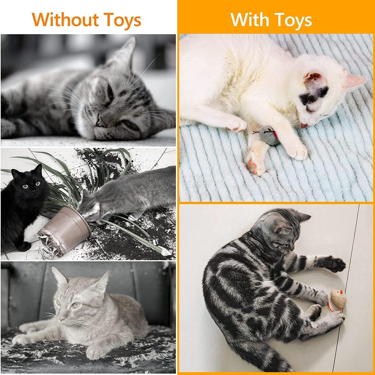 3 Cat Toys, Cat Chew Toys, Chew Resistant Catnip Toys, Catnip Filled Mice, Cat Teething Toys(White Yellow) image number 6