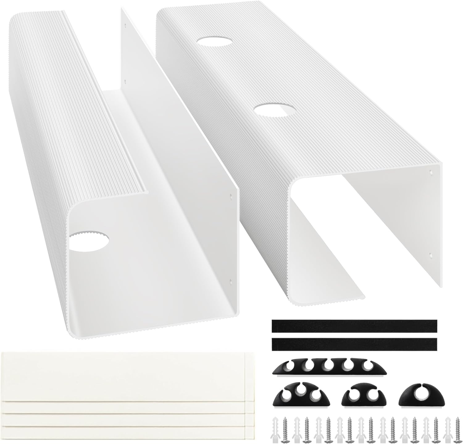 Large Capacity under Desk Cable Management Trays 2 Pack - Ultra Sturdy PVC Cable Tray - Cable Organizer under Desk for Office and Home, 2 Install Options for All Applications - White image number 4