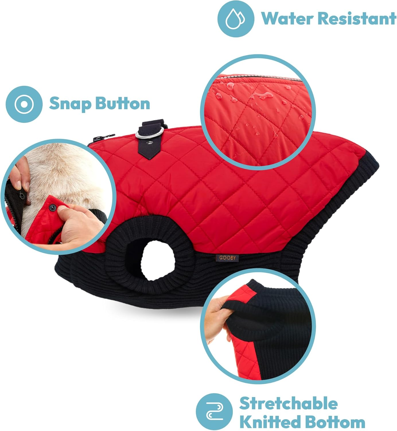 Gooby Fashion Vest Dog Jacket - Black, X-Small - Warm Zip up Bomber Vest with Dual D Ring Leash - Winter Water Resistant Small Dog Sweater image number 2