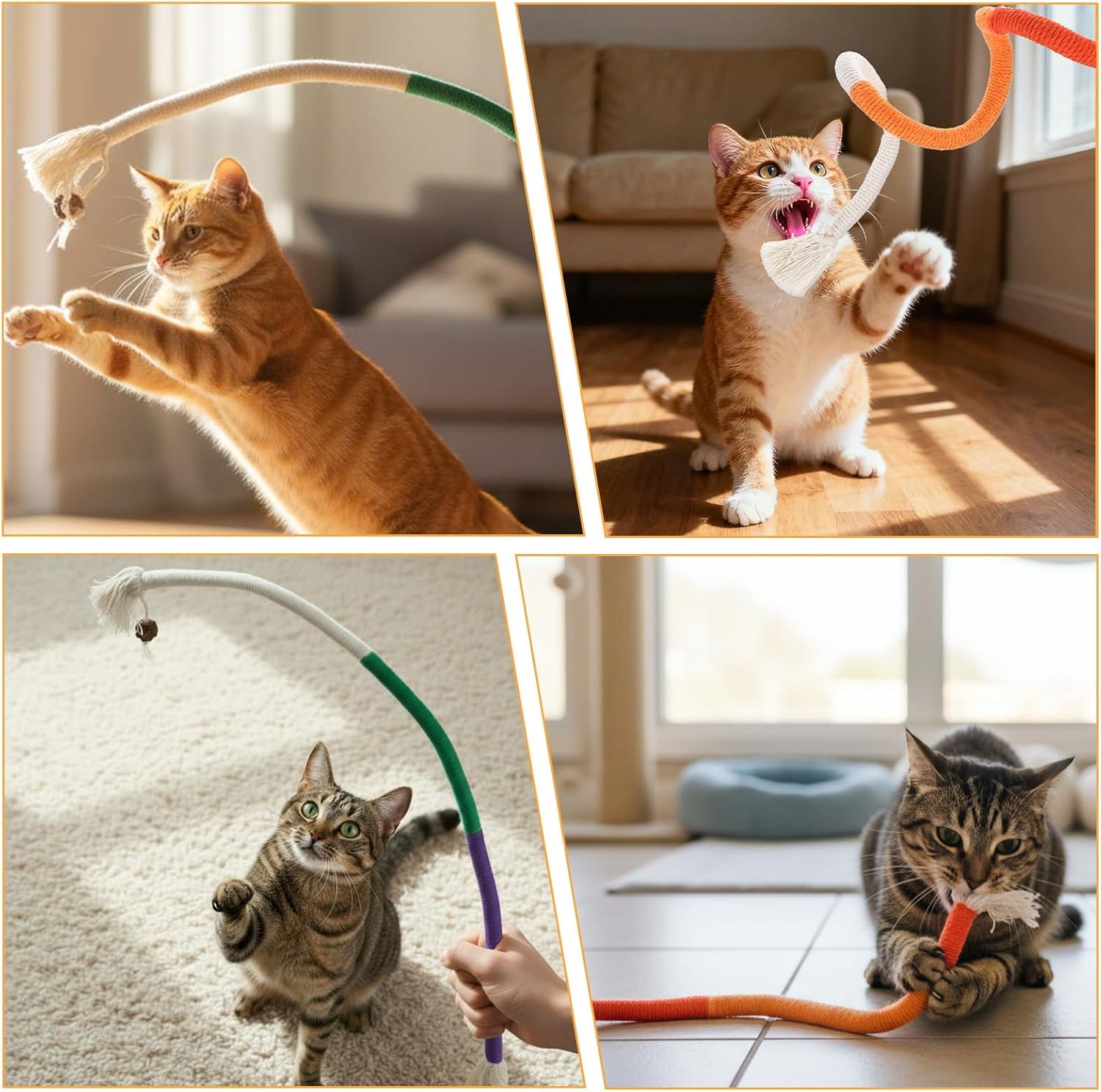YBEATY 6Pcs Cat Chew Rope Toy Interactive Cat Nip Kicker Toy Pet Chew Toys Bent Cats Rope Toys Bite-Proof Playthings Kitten Chewropes Pet Supplies for All Breeds Cats Teeth Cleaning Stress Relief image number 5