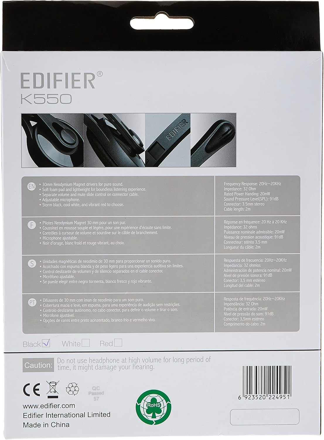 Edifier K550 Super-Light Computer Headset for Communication, Perfect for Call Center or Reception - Black