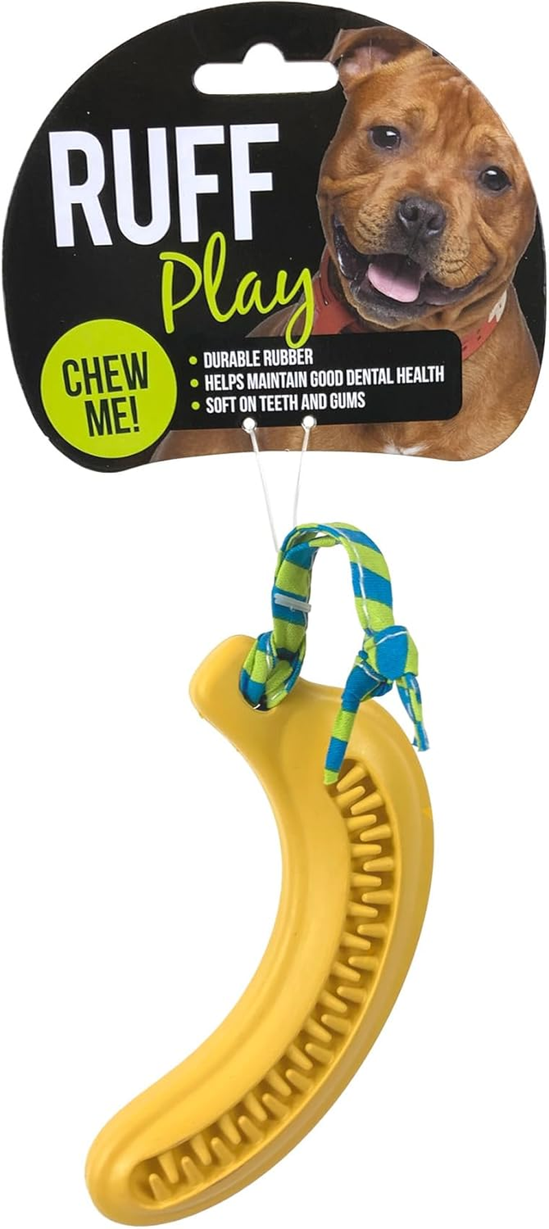 Ruff Play Rubber Dental Banana Dog Toy, Yellow - Dog Teething Toy, Chew Toys, Durable Chew Toys, Safe & Non-Toxic, Aids Dogs Dental Health