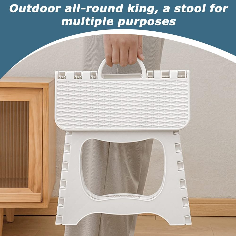 Portable White Folding Stool, Compact, Lightweight Foldable Stool, Durable Minimalist Design Chair, for Outdoor Picnics, Home, Office & Travel ﻿ image number 4