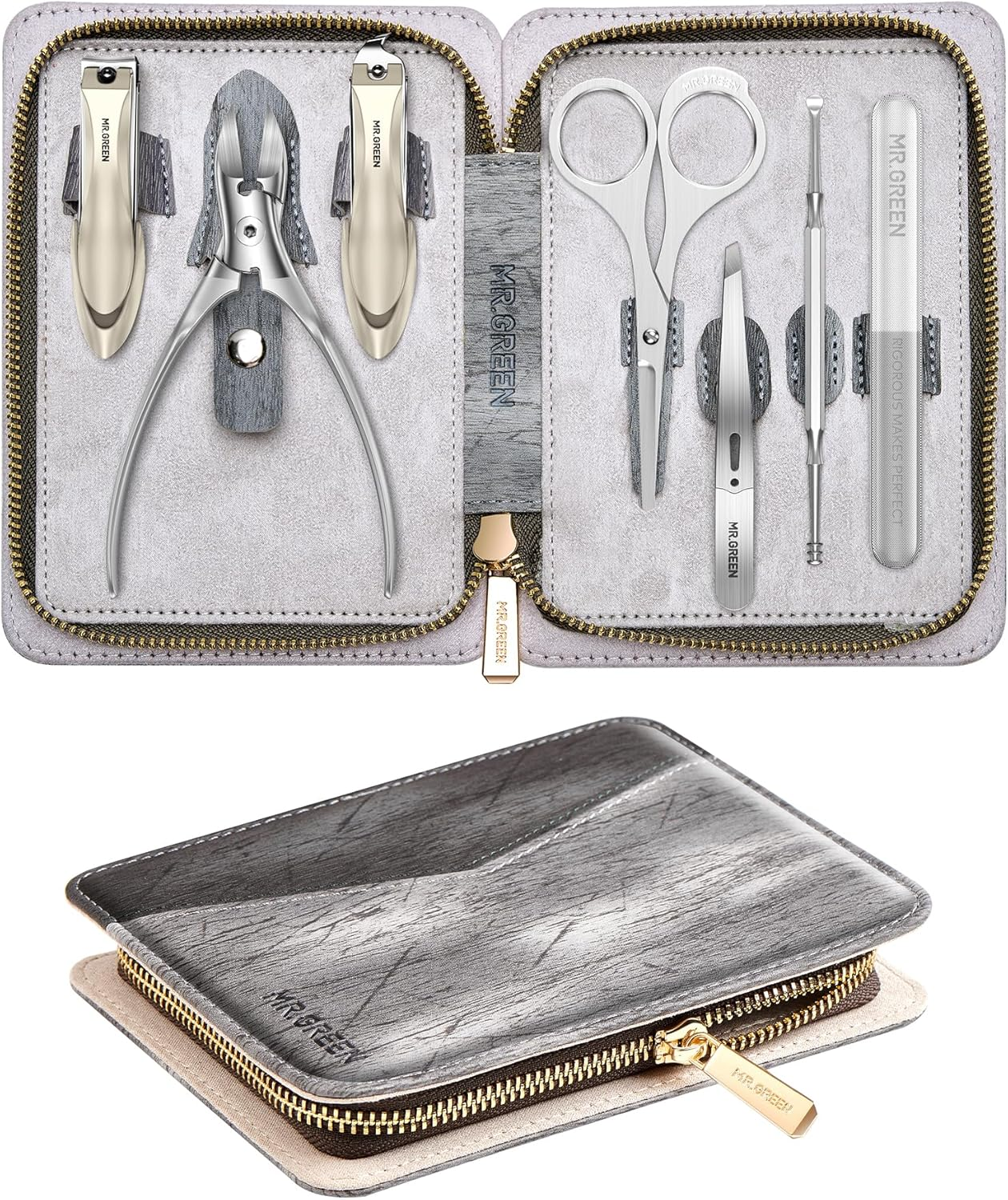 MR.GREEN Manicure Kit Pedicure Set, German Stainless Steel Nail Clippers Set, Professional Personal Care Tools, Heavy Duty Toenail& Fingernail Clipper W/Cather, with Exquisite Leather Case, Ideal Gift image number 6