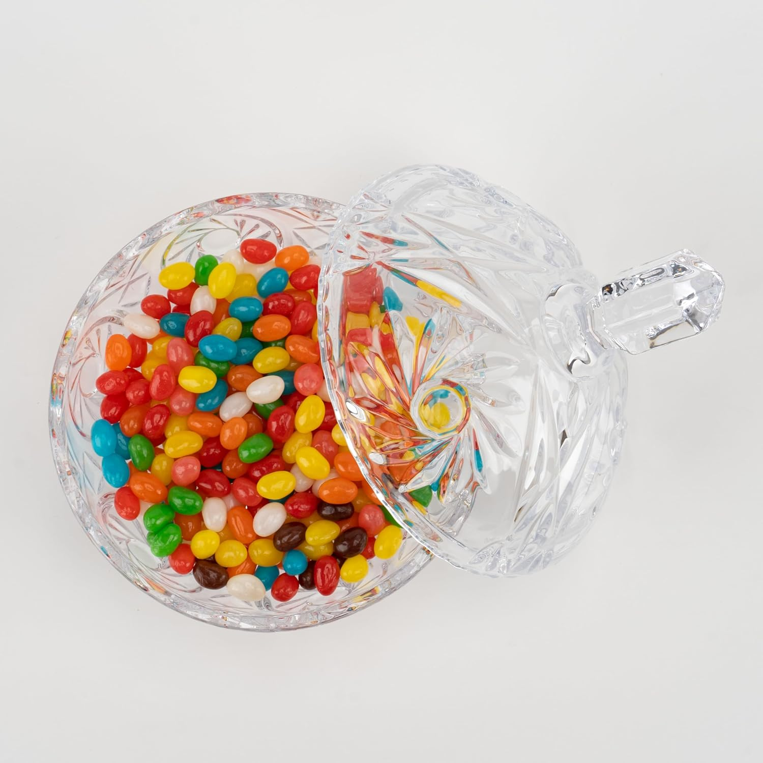 Large Glass Sweet Bowl with Lid, 800ML, Sweet Jars for Candy Buffet, Crystal Sugar Dish Decorative, Biscuit Storage Container for Chocolate, Cookie, Beans, Nuts, Jewelry Box, Apothecary, Christmas image number 3