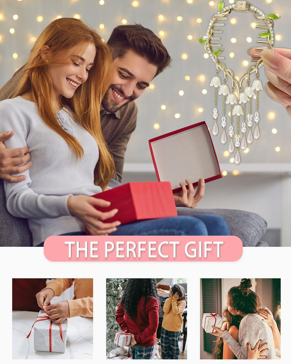 TPZORJX Women'S Hair Accessories, Hair Clip, Tassel Pill Hair Clips, Women'S Fashionable Elegant Hair Clip, Ponytail Buckle, Vintage Flowers, Beads, Hair Clips for Women, Girls, Hair Clip, Lily of The image number 1