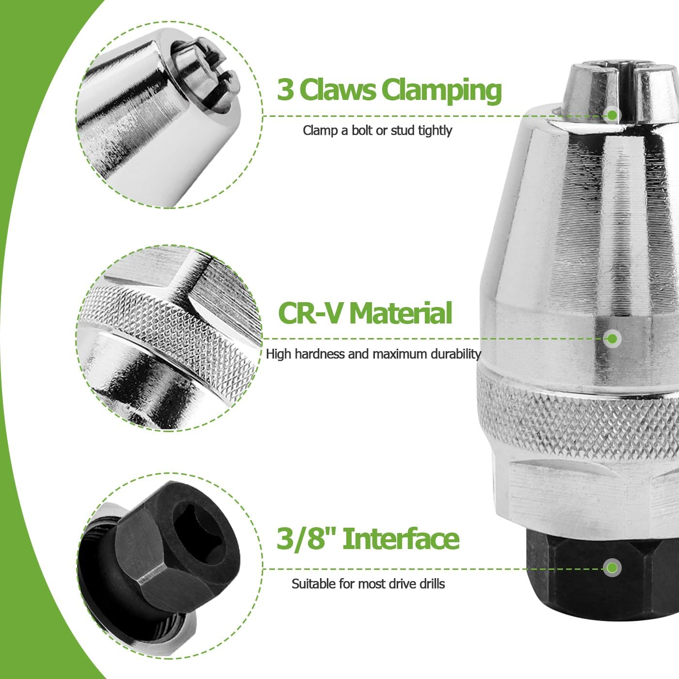 Damaged Bolt and Stud Extractor Tool, 3/8" Drive Broken Stud Remover Bolt Extractor Grips and Removes 1/4" (6Mm) to 1/2" (13Mm) Studs, Broken Bolt Remover Kit image number 1