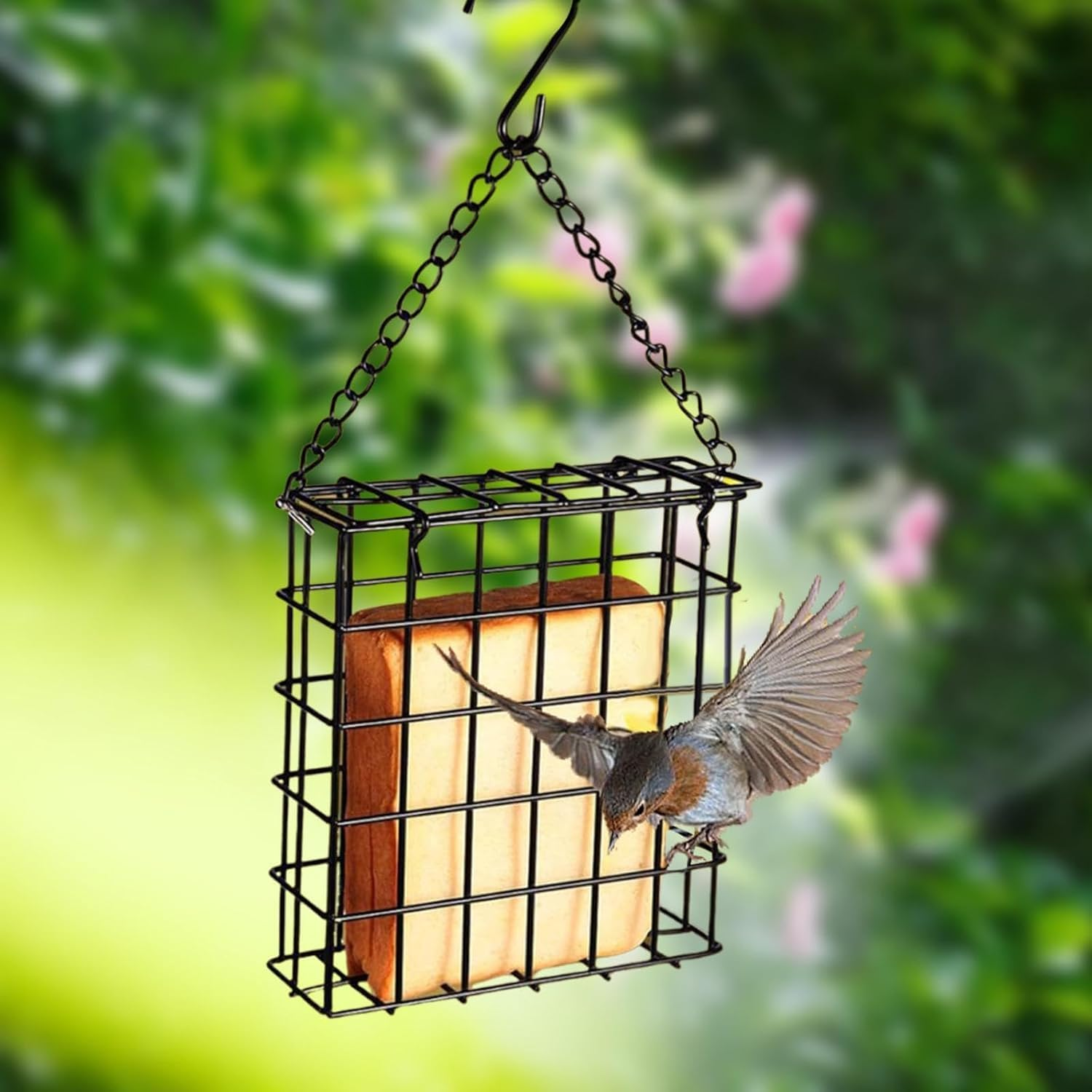 1PCS Suet Feeder for Wild Birds, Sturdy Metal Cage Bird Feeder with Hook for Outdoor Garden Patio, Hanging Suet Cake Feeders for Bird Lovers image number 5