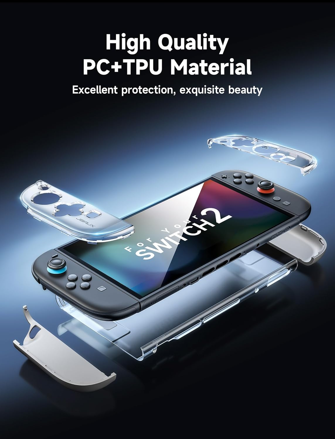 JSAUX Dockable Case for Nintendo Switch 2 2025, PC+TPU Grip Protective Cover for Switch2 Accessories, Clear Protective Case Compatible with Switch 2 Console & Joycon Controller, Split Design image number 6