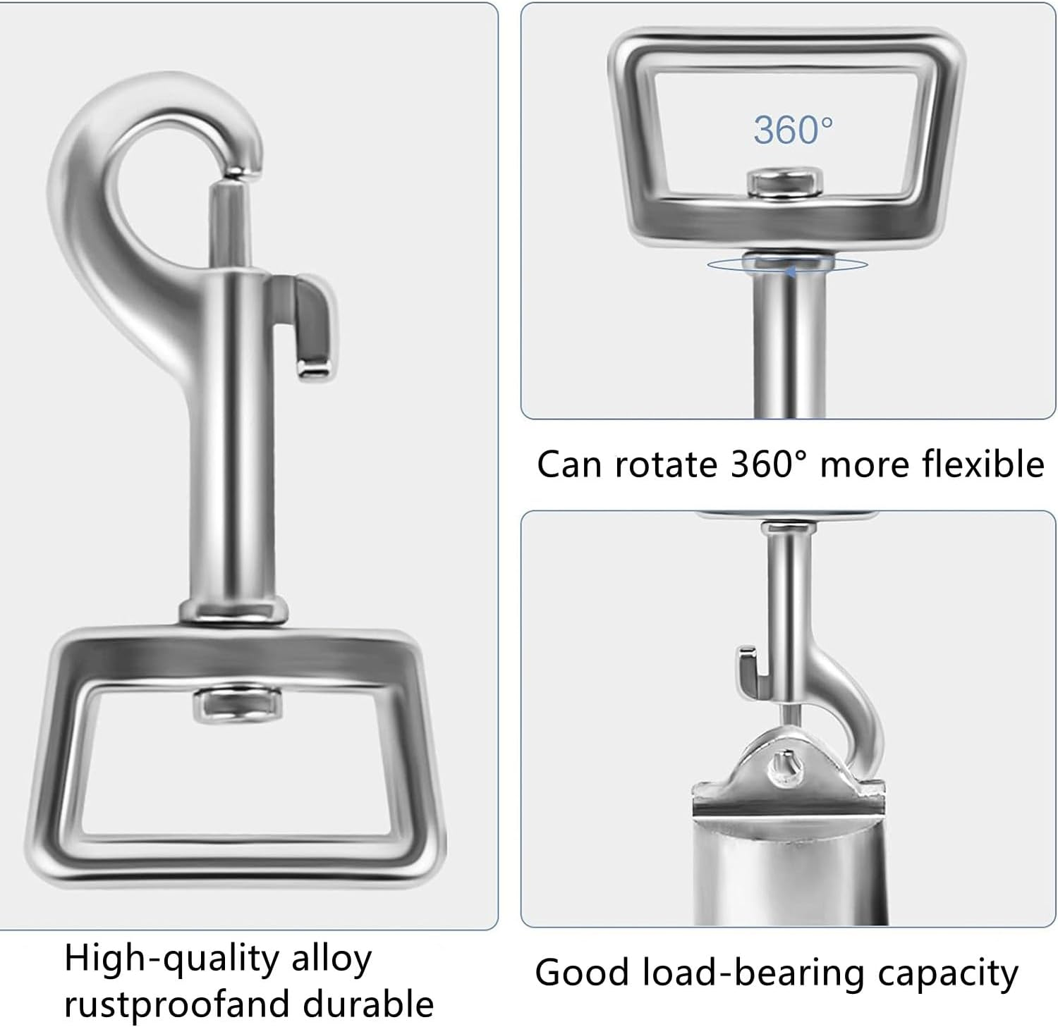 RUIENGCOMM 10Pcs Dog Leads Clips Stainless Steel Clips Clasp 360&deg; Swivel Snap Hooks Pet Buckle Key Chain Suitable for Connecting Pet Collars and Keychains