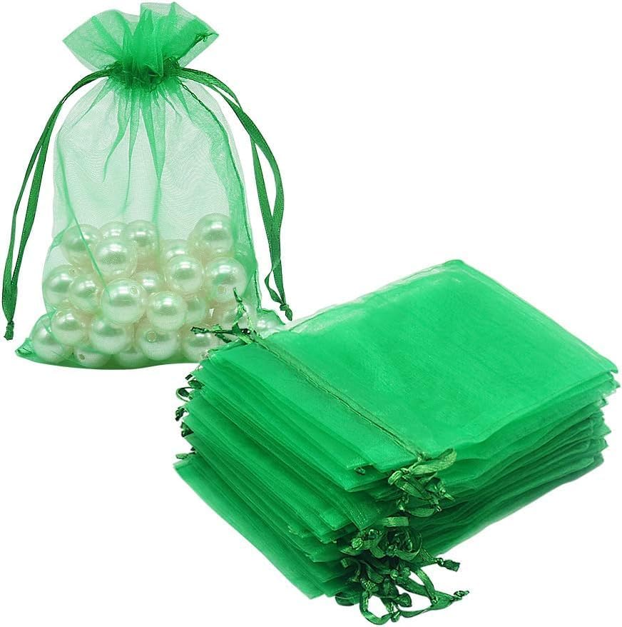 100Pcs Organza Bags, 10X15 CM Mesh Bags Drawstring Gift Bags Jewelry Pouches for Candy Wedding Favors Christmas