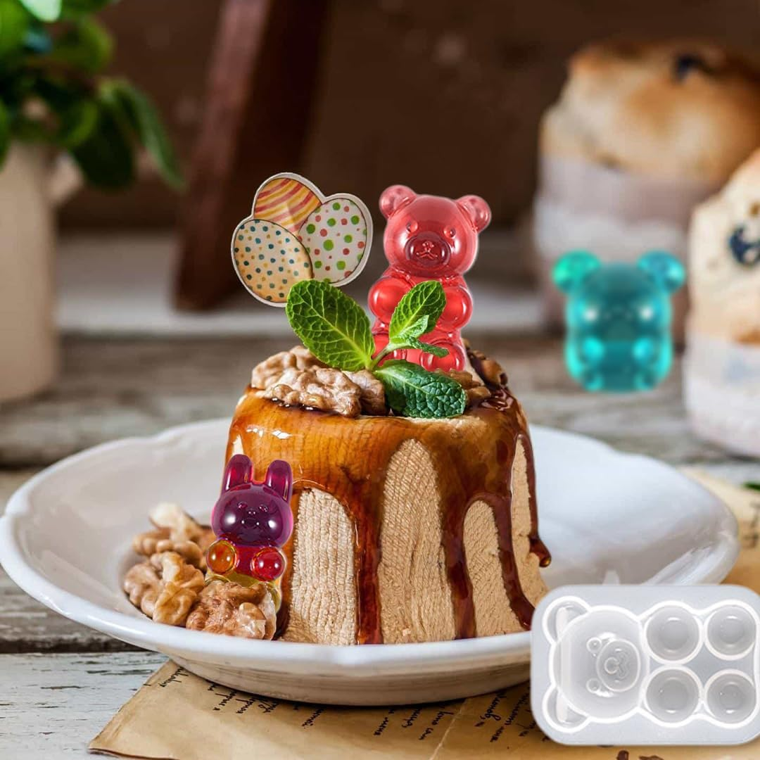 Zayookey 9 Pcs Keychain Resin Molds Small Bear Epoxy Mold Gummy Candy Silicone Mold Cute Rabbit Mouse Pendant Resin Casting Mould DIY Jewelry Making Resin Charms image number 6