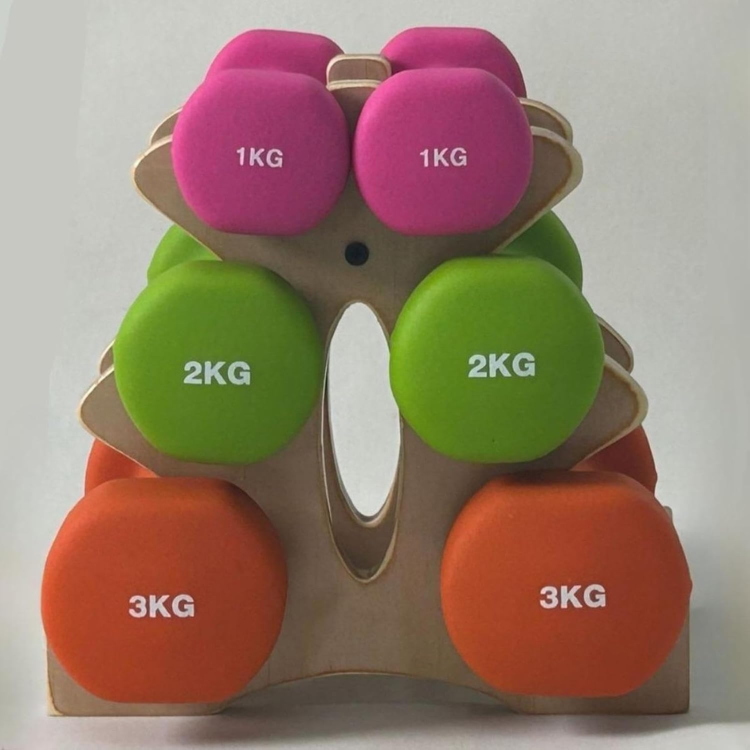 Pegciuho Compact 3-Tier Wooden Dumbbell Rack for Fitness and Weightlifting Training