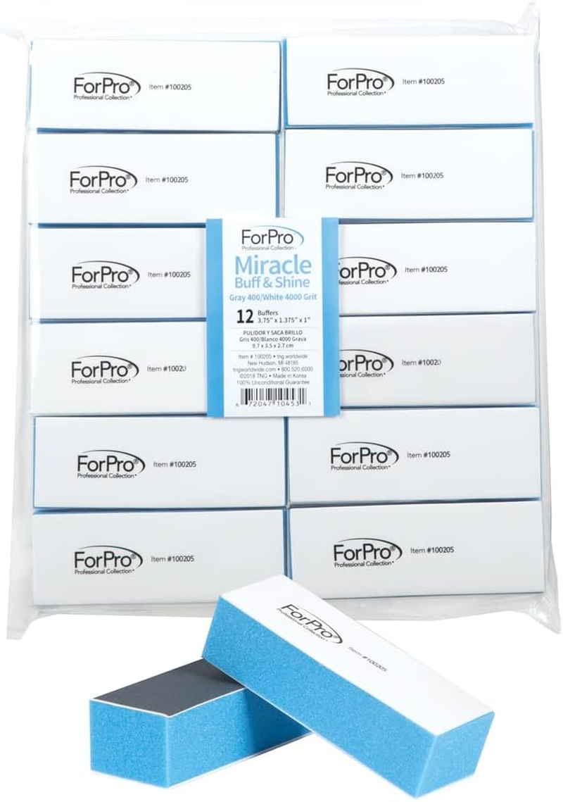 Forpro Professional Collection Miracle Buff & Shine - Grey 400/White 4000 Grit- Twelve (12) Double Sided Manicure & Pedicure Buffers - 1&rdquo; H X 1.375&rdquo; W X 3.75&rdquo; L image number 5