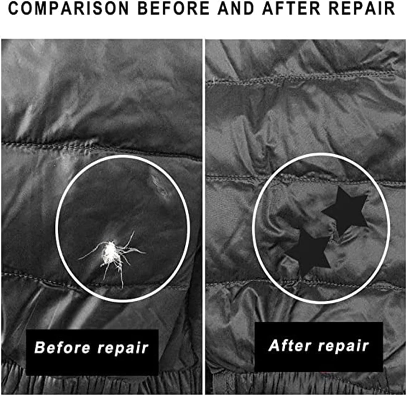 12 Sheets Repair Patches for down Jackets, 7.87X6 in Waterproof Fabric Self Adhesive Nylon Repair Patch Tape Multi Sizes & Shapes Fabric Repair Patch Tape for Puffer Jackets Coats Tents Sleeping Bags