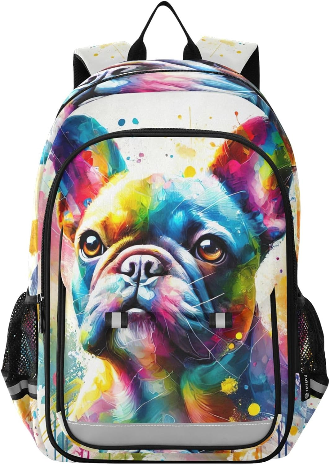 RPLIFE Colorful Bulldog White Kids Backpack for School, 17 Inch Large Kids Elementary School Backpack, 6-12 Y image number 2