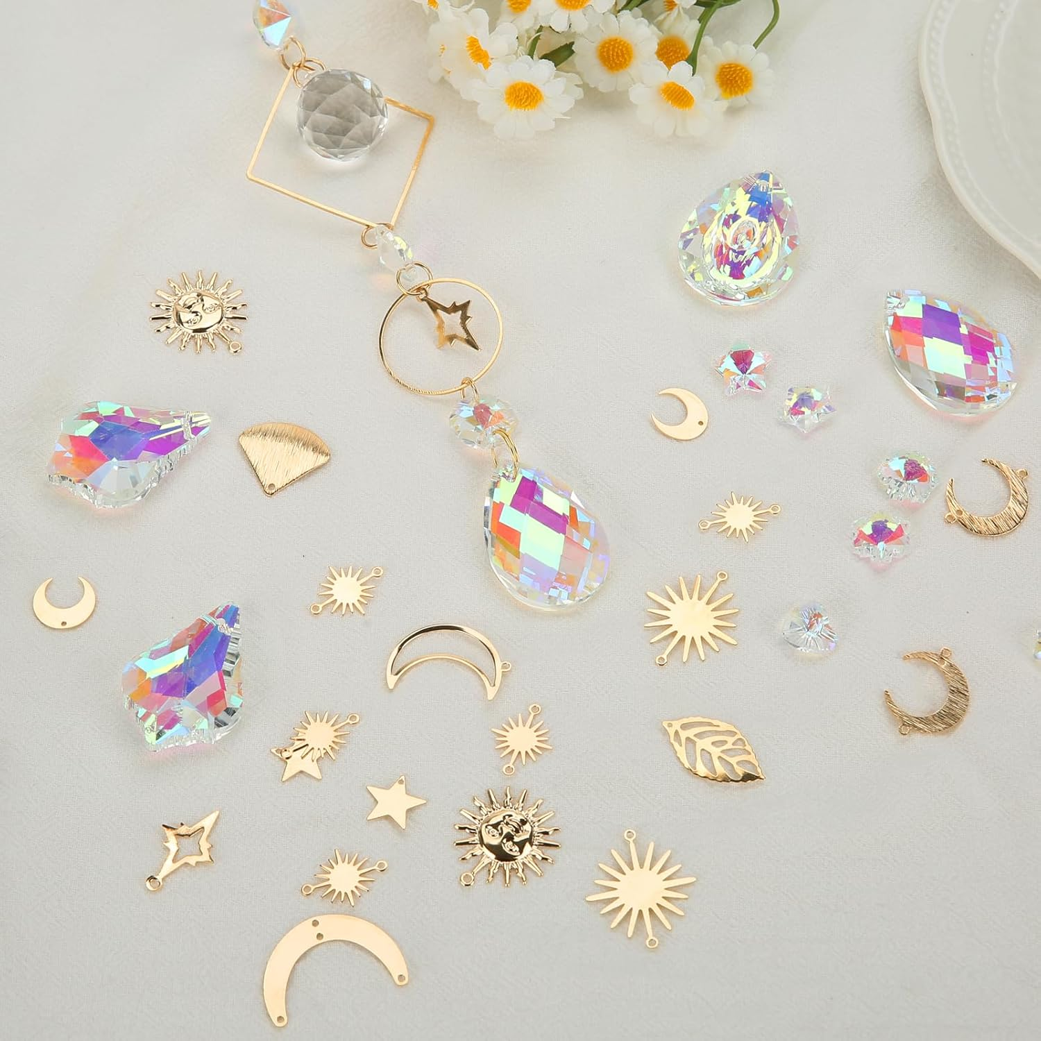 HYBEADS DIY Suncatchers, 400 Pcs Sun Catchers Making Supplies Kit Art and Crafts for Adults Prism Hanging Decorative Suncatcher with Crystals Rainbow Maker for Indoor Windows Office Home Decor image number 5