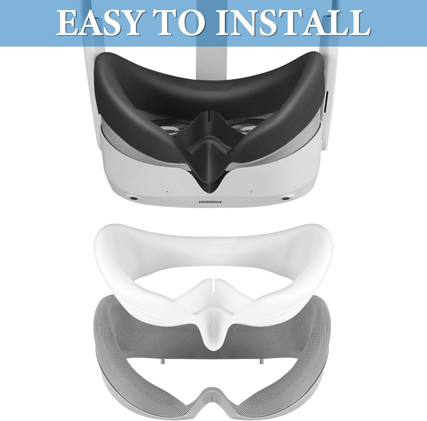 Geekria Sweat Proof Silicone Face Cover Pad Compatible with Pico Neo 4, Washable Lightproof Anti-Leakage, VR Headset Replacement Accessories (White) image number 4