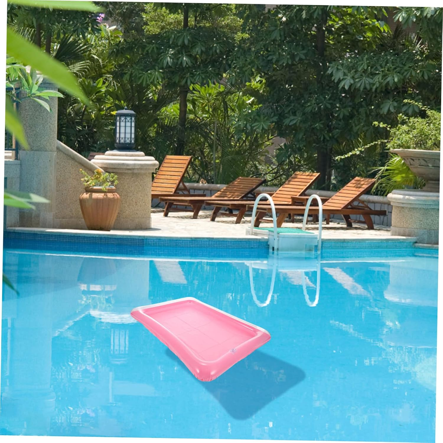 Totority 2Pcs Inflatable Pool Floating Tray Set Blue Magenta Serving Beverage Ice Tray Portable Water Accessory for Outdoor Parties Summer Fun image number 1