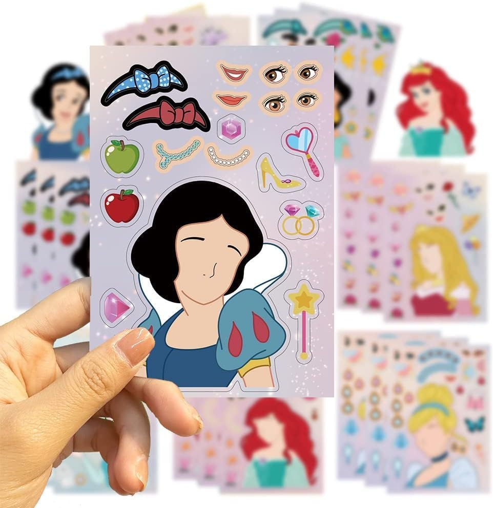 Princess Stickers for Kids, 24 Sheets Make Your Own Princess Stickers, Princess Make a Face Stickers, Classroom Rewards, Art Craft Party Supplies image number 3
