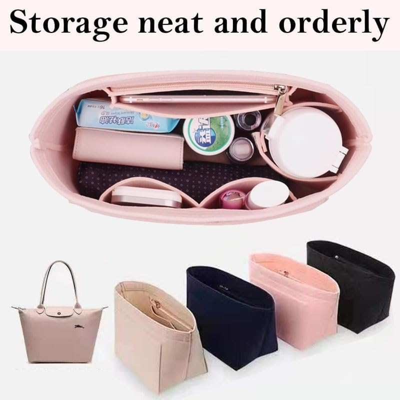 Lckaey Bag Organizer Insert for Longchamp Bag Organizer Purse Organizer Tote Large Handbag Organizer Inserts 1032Navy Blue-L image number 4