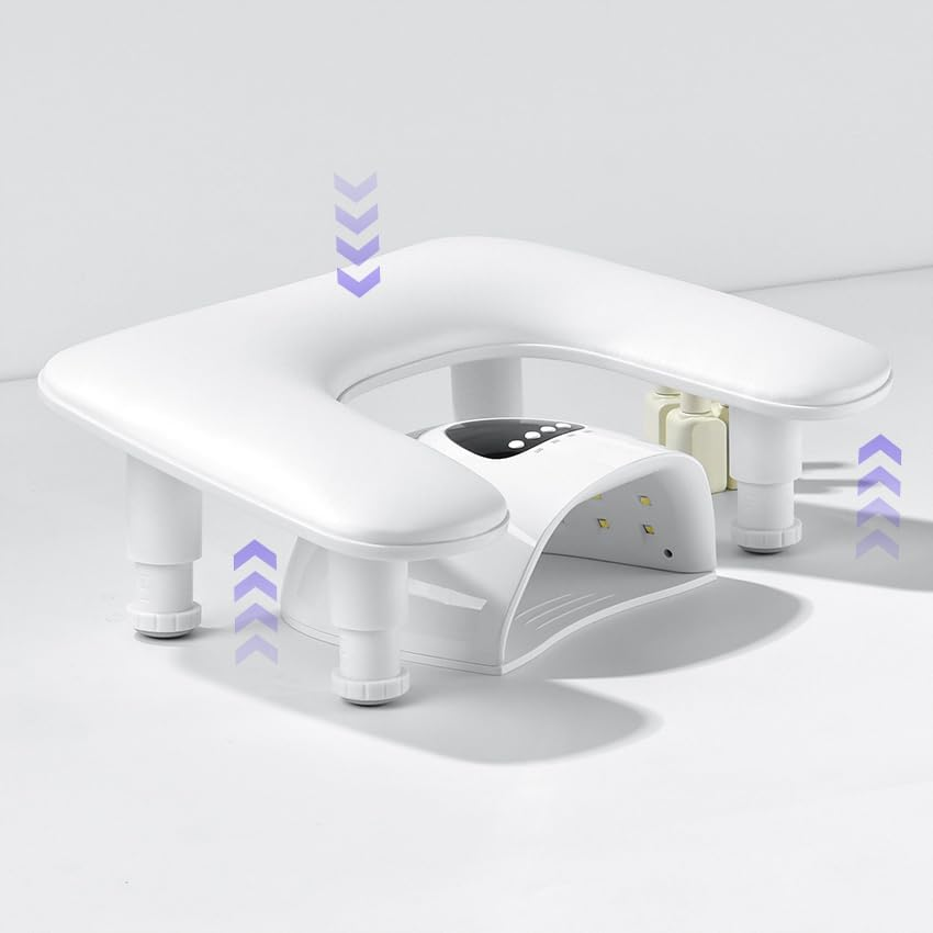 REASOR Adjustable Height Arm Rest for Nails,15&deg; Tilted Design, PU Leather Memory Foam Cushion, Ideal for Nail Technicians and Nail Care, Large Bottom Space, Fits 90% of Nail Dryers, Portable and Easy to Store image number 1