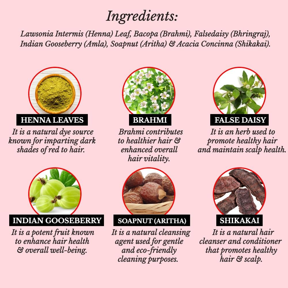 Hair Bloom Natural Red Hair Color- Henna W/Mixed Himalayan Herbs Hair Color Powder- 12 Individual Sachets (10 Gm Each)- Reusable Brush & Tray Included- Shiny & Smooth by Pride of India image number 6