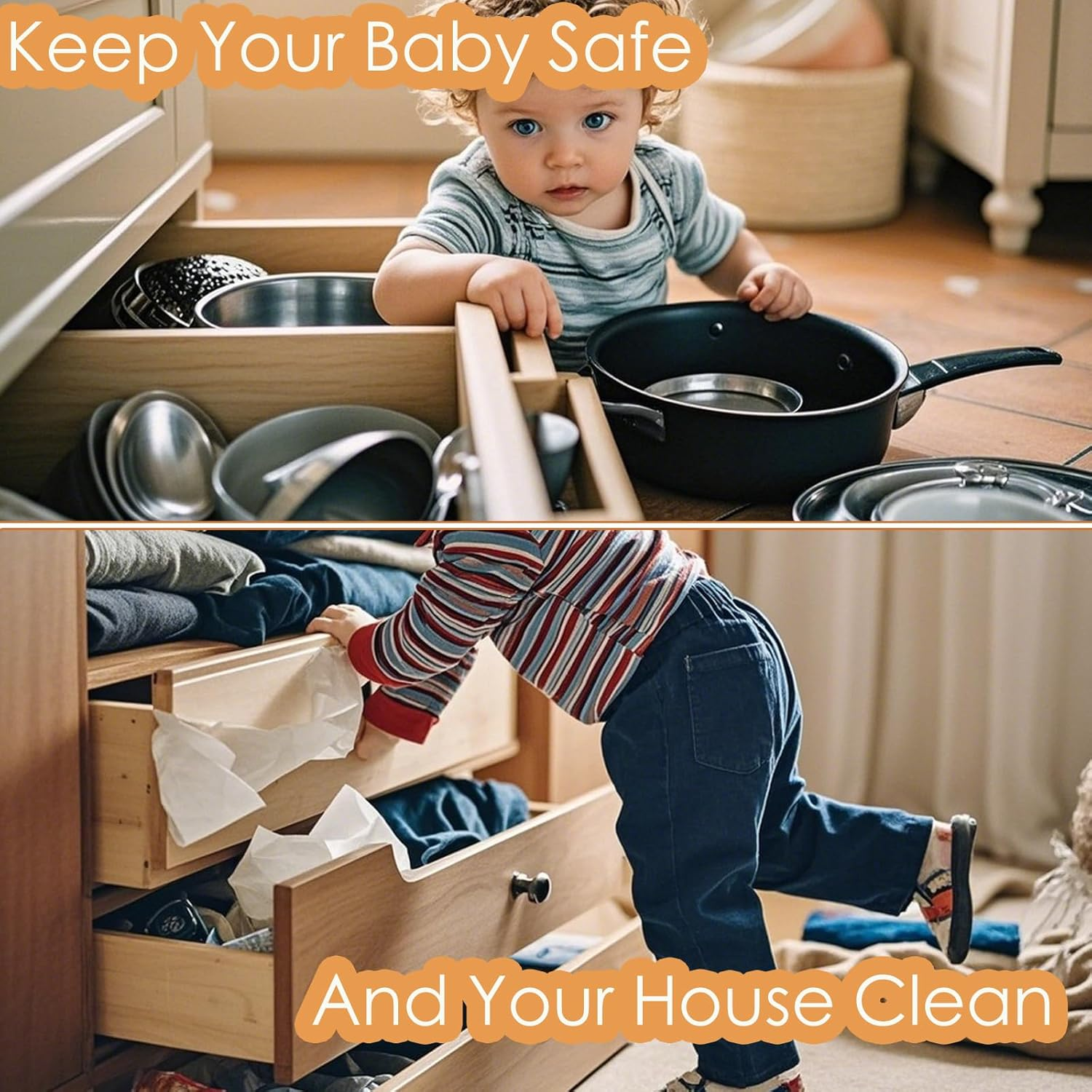 Child Safety Drawer Locks 8 Pack - Baby Proof Cabinet Latches with Heavy Duty Adhesive, No Drill Installation & Tool-Free Setup for Australian Homes image number 5