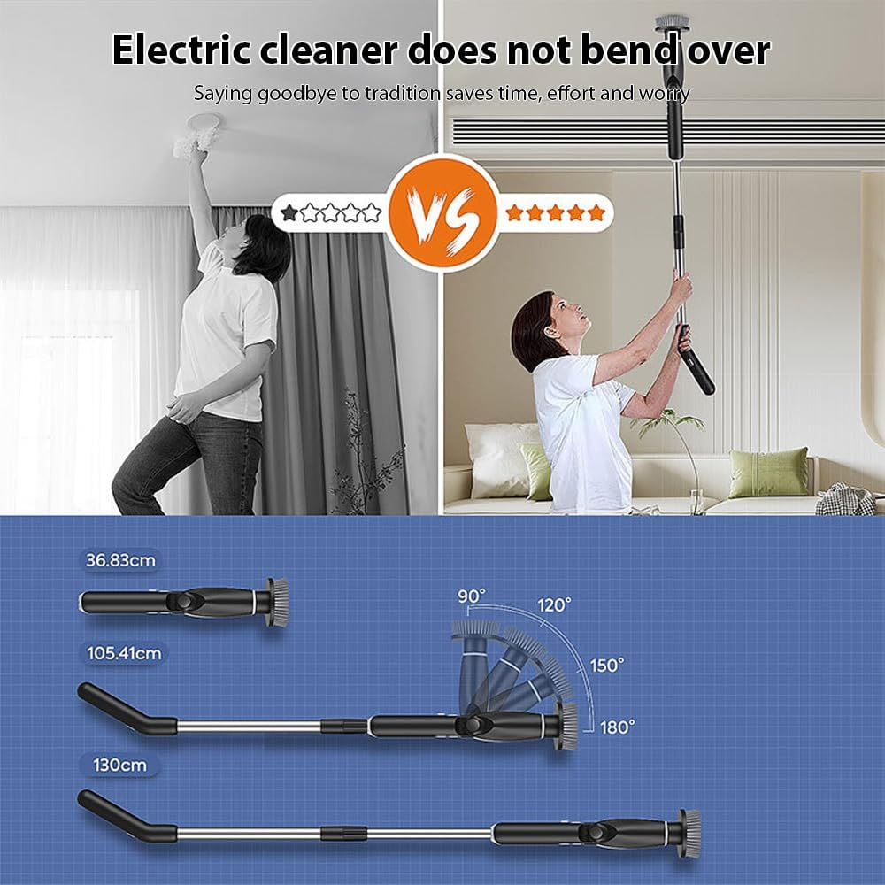 Electric Spin Scrubber, Cordless Cleaning Brush with 8 Replaceable Drill Brush Heads,Waterproof Shower Scrubber with Telescopic Handle for Tub Shower Tile Floor image number 6