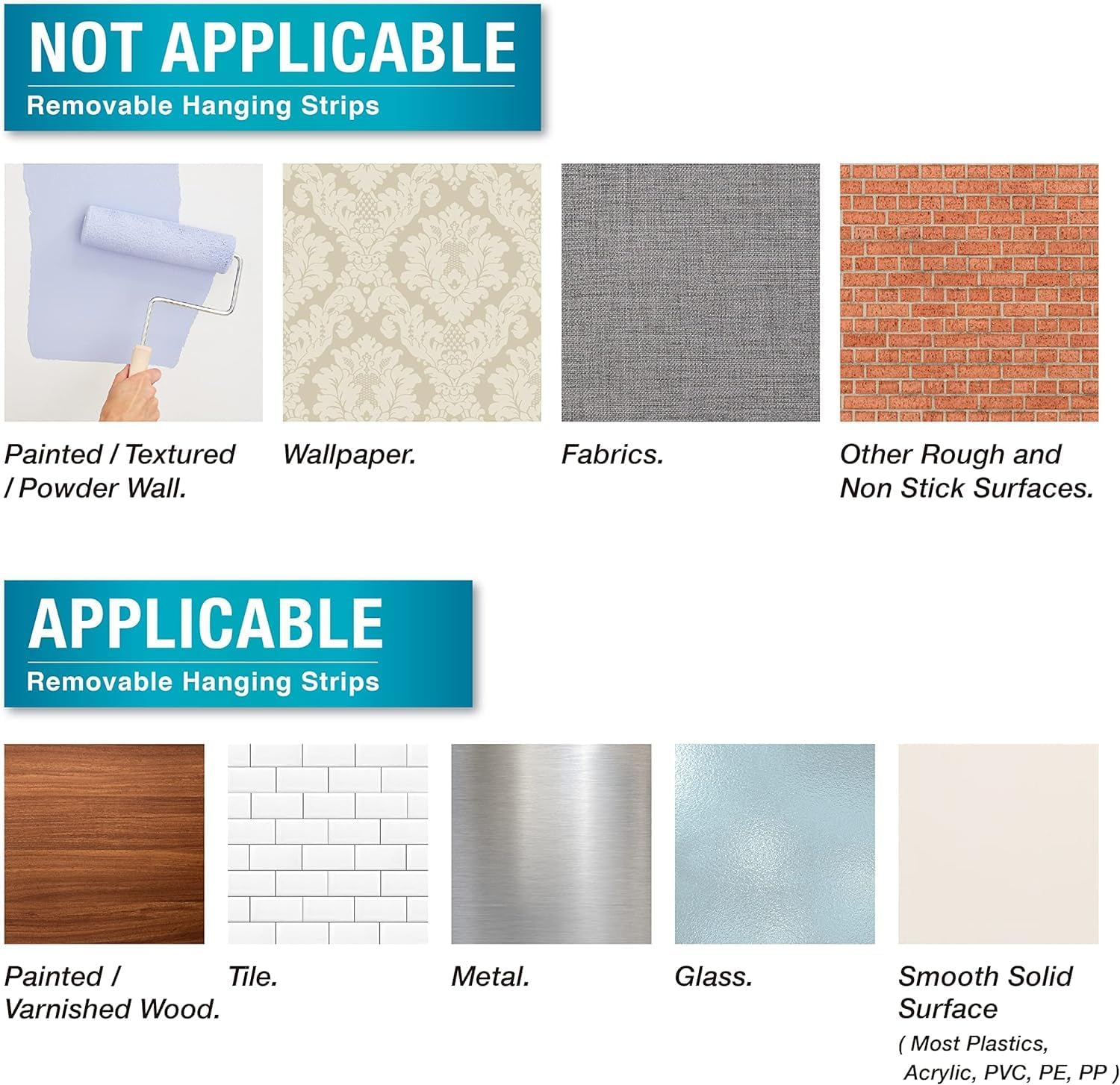 10 Sawtooth & Wire Hangers, 14 Large Removable Adhesive Strips, Heavy Duty No Nail Picture Hooks, Damage-Free Hanging for Frames, Mirrors, Art image number 1