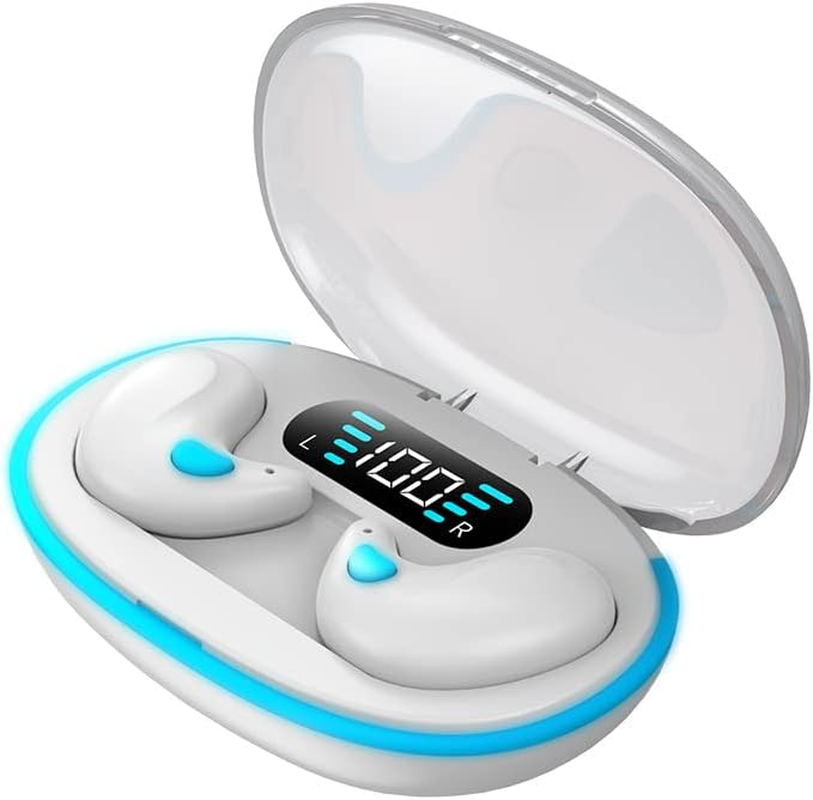 Bluetooth 5.3 Sleep Headphones Invisible Mini Headphones LED Display Waterproof Wireless Headphones for Samsung Huawei (White) image number 3