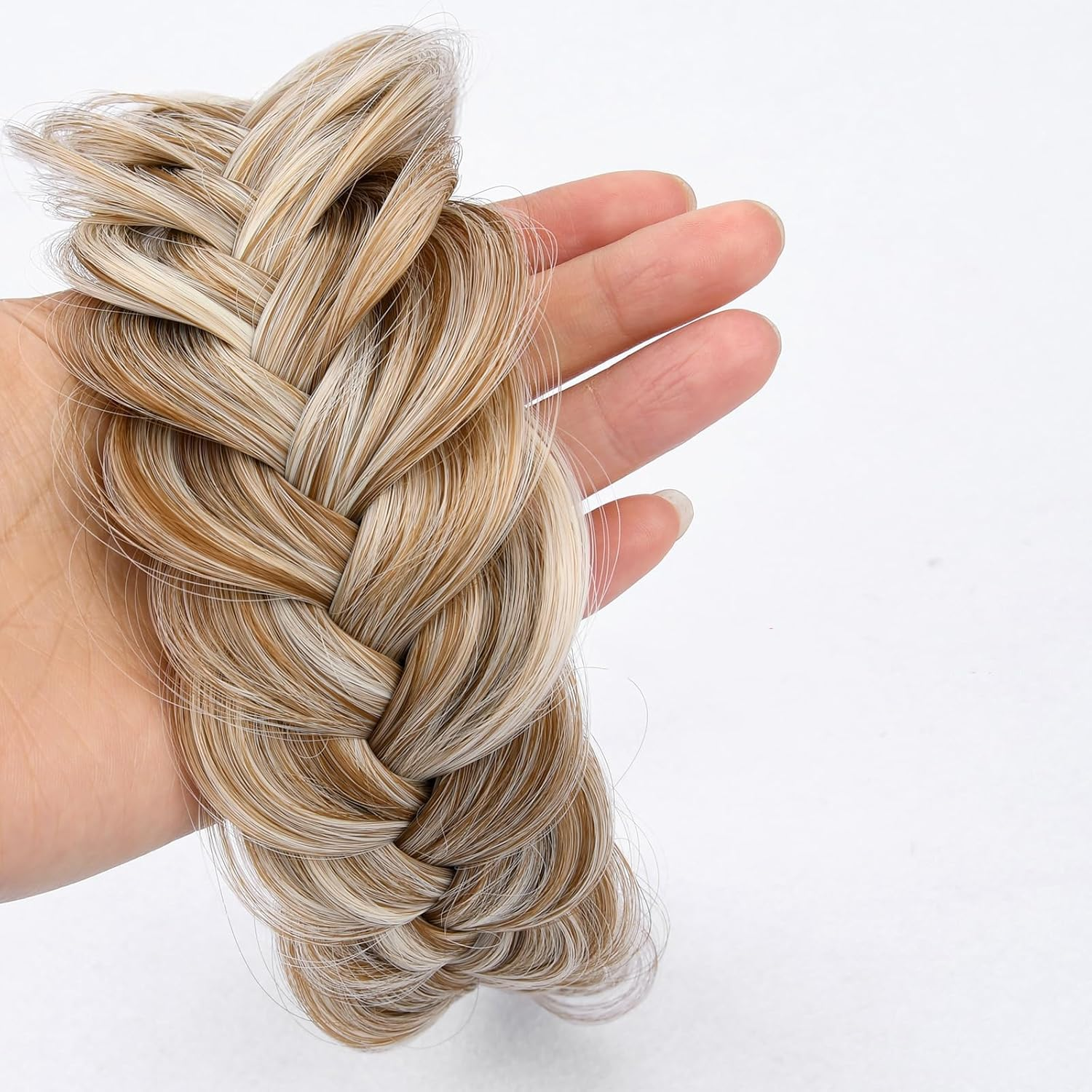 Weenwill Hair Braid Headband,Messy Wide 2 Strands Fishtail Braided Plaited Headband Fluffy Braid Wig Hairbands for Women and Girls image number 2
