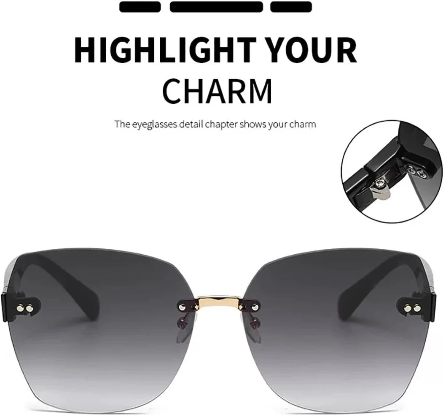 Fashion Rimless Sunglasses Women Gradient Sun Glasses Luxury Trimming Frameless Eyeglasses Ladies(B) image number 2